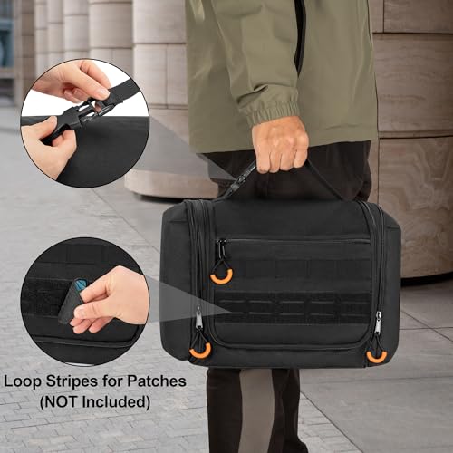 Tactical Toiletry Travel Bag for Men, Dopp Kit Shaving Organizer Case for Toiletries, Shower and Grooming Care Accessories