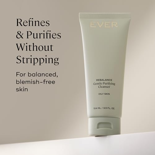 EVER Rebalance Gentle Purifying Cleanser ? Purifying Gel Cleanser with Salicylic Acid & Willow Bark for Oily Skin, Deep Pore Cleanse & Blemish Control, Clean-Formulated - 3.5 fl oz
