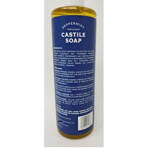 Generic Trader Joe's Peppermint Multi-Purpose Castile Soap Made With Olive, Coconut, Hemp, and Jojoba Oils 16 fl oz/434 ml (Pack of 1)