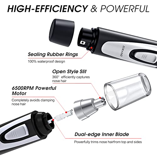 ZORAMI Ear and Nose Hair Trimmer Clipper Battery-Operated & Rechargeable