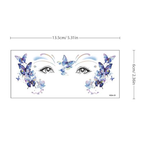 12 Sheets Glitter Butterfly Temporary Tattoos Sticker for Women Eye Face Makeup Decoration, Flash Fairy Body Art Shiny Butterflies Waterproof Fake Tattoos for Festival Party Eye Decor Q996