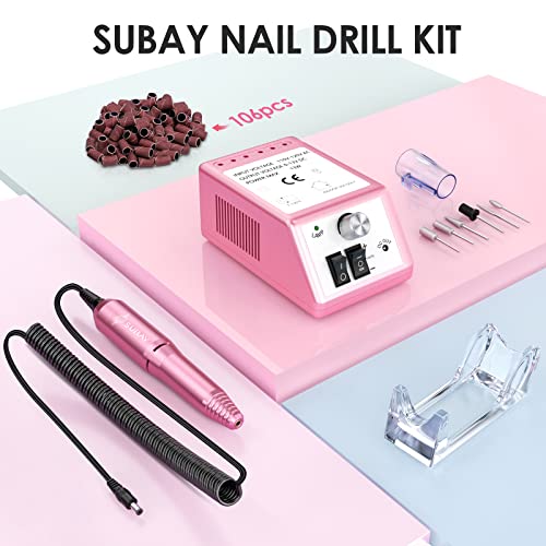 SUBAY Professional Finger Toe Nail Care Electric Nail Drill Machine with 200 Pcs Nail Swatch Sticks