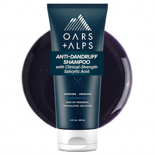 Oars + Alps Anti-Dandruff Shampoo with 2% Salicylic Acid, Made with Spirulina, Charcoal, + Green Algae Extract, 8 Fl Oz