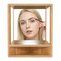 Non-Reversing Mirror with Wood Frame - Shows True Unflipped Image, Standing Tabletop Inverted Mirror for Living Room, Bedroom, Home Decor