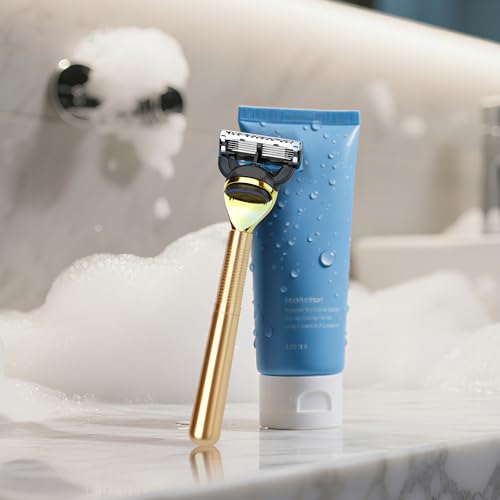Metal Razor Handle Replacement, Men's Shaving Razor Handle, Shaver Handle Compatible with Gillette Fusion 5 Proshield & Proglide Blade Refill (Gold)