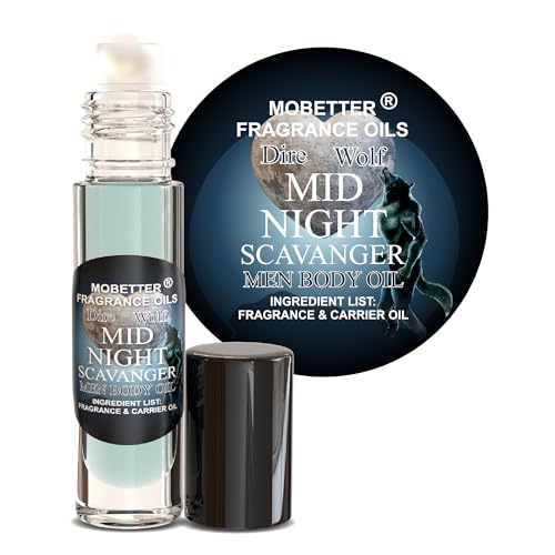 MOBETTER FRAGRANCE OILS Dire Wolf Midnight Scavanger Men Body Oil 0.33 Oz Roll On, Glass Bottle, Long Lasting, Travel Size