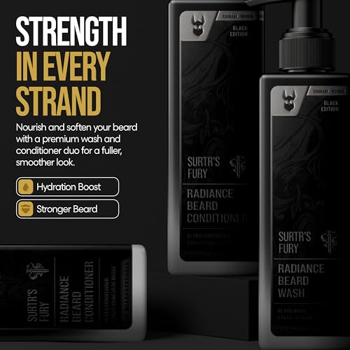 The Beard Struggle - Radiance Beard Wash & Conditioner Bundle for Men - Platinum Collection - Pack of 2, Surtr's Fury - Nourish, Cleanse, Softens, & Strengthens Beard