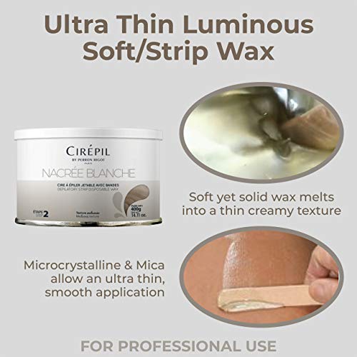 Cirepil - Nacr?e Blanche - 400g / 14.11 oz Soft Wax Tin - Creamy Strip Wax for Sensitive & Dry Skin - Gentle Pearl White Formula - Soothing Professional Body Depilatory Refill