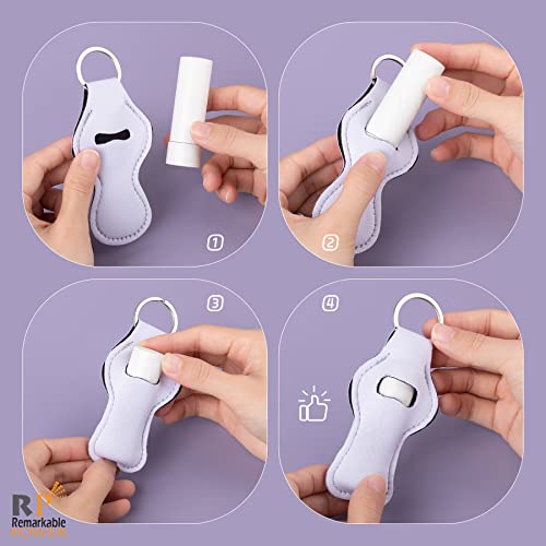 RP Remarkable Power, 10 Pack Sublimation Blanks Chapstick Holder Keychain for Lip Balm Holder White