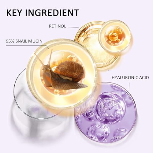 Hydrating Face Balm Stick with 95% Snail Mucin, Retinol and Hyaluronic Acid Multi Balm Stick Moisturizer for Day and Night Deep Hydration, Moisturizer Stick for Face Anti Wrinkle Skin Repair,1.41Oz