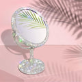 TISHAA Bling Makeup Vanity Mirror - Luxury Stand Double Sided Mirror Crystal Rhinestone Portable Desk Bathroom Bedroom (2X Magnification)