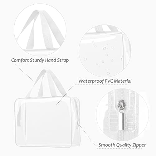 6pcs Clear Cosmetic Bags, TSA Approved Toiletry Bag Set Crystal Clear Travel Beach Essentials Bag Organization PVC, Clear Makeup Bags Luggage Pouch Carry on Airport Airline Compliant Bag Women Men