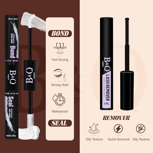 B&Q Brown Lash Clusters Kit Natural Mochalash Clusters 01, Brown Eyelash Clusters Kit C-Curl Cluster Eyelash Extensions 8-16mm Wispy Lash Eyelashes Kit for Fair/Dark Hair(Mochalash 01 Set)