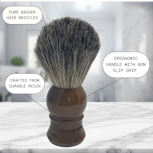 G.B.S Pure Badger Bristle Horn Shaving Brush, use with any Soap Cream All Razors, Effortless Glide Resin
