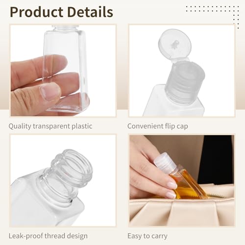 150 Pcs 1 Oz Travel Bottles, Clear Refillable Containers with Flip Caps, Include 5 Plastic Funnels & 3 Label Stickers, Portable Empty Cosmetic Bottles for Shampoo, Body Wash, Face Cream, Toiletries