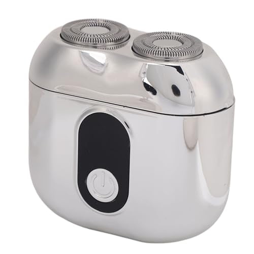 Mini Electric Beard Cutter, Portable Lightweight USB Rechargeable Trimmer with LED Display, Washable Design, Electroplated Silver