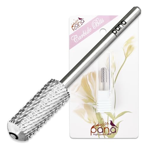PANA 3/32" Small Smooth Round Top Safety Carbide Nail Drill Bit for Gel Polish & Acrylic Removal Nail Salon Manicure Pedicure Electric File Tools (Small Barrel - Silver, Coarse)