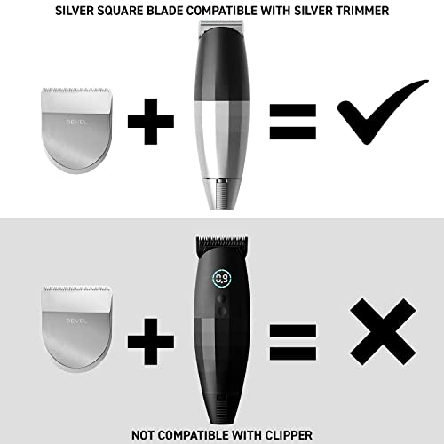 Bevel Square Trimmer Blade Attachment - Compatible with Bevel Device Only, Cordless Trimmer Attachment Head for Face, Beard, Mustache, Neck & Body - Silver, 1 Count