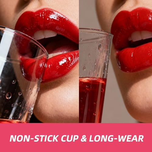 2-in-1 Lip Tint Stain - Long Lasting Non-sticky Liquid Blush & Lip Stain, Waterproof Smudge-Proof Formula, Water Lip Tint with Glossy Finish & Lightweight Feel, Vegan & Cruelty-Free