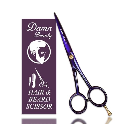 5.5" Professional Hair and Beard Scissor For Men & Women German Shears Use for Facial Hair, Trimming, Grooming, Cutting, and Styling of Beard (Purple)