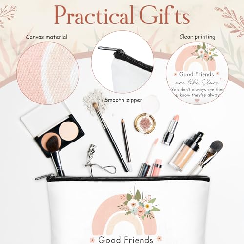 12 Set Christmas Friend Gifts for Women Bulk Friendship Bracelets Makeup Bags with Zipper Keychains Cards Women Friendship Gifts for BFF Birthday Christmas Party