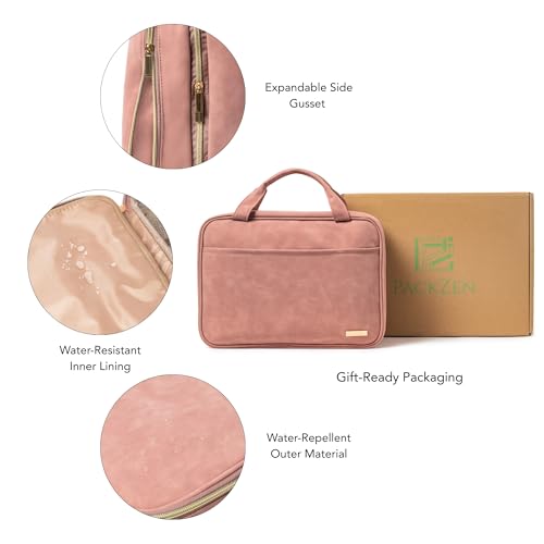 Pink Travel Toiletry Bag, Medium Makeup and Cosmetic Organizer for Women, Hanging toiletry bag, Clear toiletry bag, Cute toiletry bag
