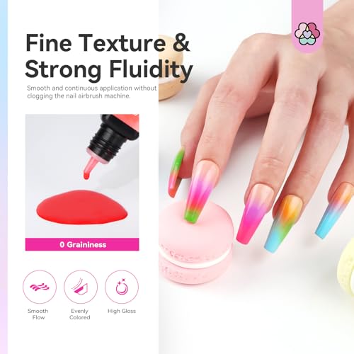 SAVILAND Airbrush Gel Nail Polish - 2026 Must Have 24 Colors, Dilution-Free & Non-Acetone for Gradients & Blush Nails, High Saturation for Layered Art, Home & Salon Nail Set