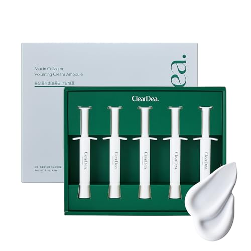 Mucin Collagen Voluming Ampoule Moisturizer Face Cream (Dual Collagen + Mucin Care) ? Deep Hydrating Facial Skin Care for Women, Glow Up Skincare Essentials - 0.14 Fl Oz x 5ea