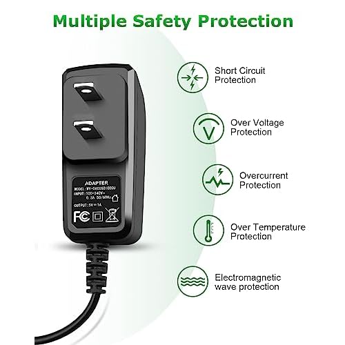 5V 1A Charger for Andis Shavers TS-1 TS-2 17150 17165, 5V 1A Adapter for Andis Foil Shaver Power Cord Compatible for Electric Shaver 5FT/1.5M Black