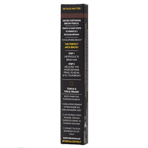 Arches & Halos Micro Defining Brow Pencil - Fuller and More Defined Brows - Long-Lasting, Smudge Proof, Rich Color - Dual Ended Pencil with Brush - Vegan and Cruelty Free Makeup - Auburn - 0.003 oz