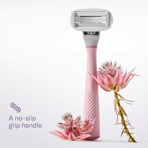 Flamingo Razors for Women, 1 Razor (Rose) Handle, 1 Razor Blade Refill, and 1 Shower Holder