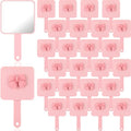 Amyhill 24pcs Coquette Pink Bow Party Favor, Handheld Mirror Bulk for Women Birthday Bridal Shower Graduation, Pocket Small Mini Hand Held Extendable Mirrors for Bag