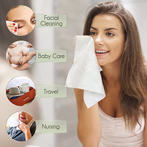 Disposable Face Towel Biodegradable Large Dry Face Wipes 120 Count/2 Box Extra Thick Soft Clean Facial Towels for Sensitive Skin, Makeup Removing, Facial Cleansing, Nursing, Travel, 10"¡¿12"