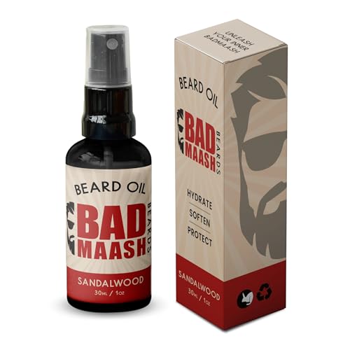 Beard Oil - All-Natural Hydration & Softness | For All Beard Types | Made in North America | 1oz Bottle (Sandalwood)