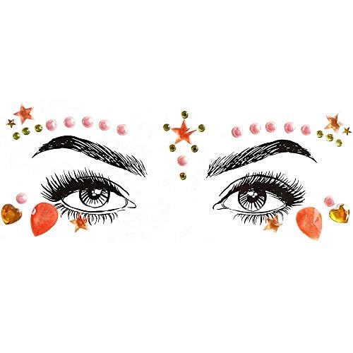 6 Pcs Festival Party Face Jewels, Rhinestone Face Gems, Halloween Music Festival Birthday Rave Carnival Party Face Stickers