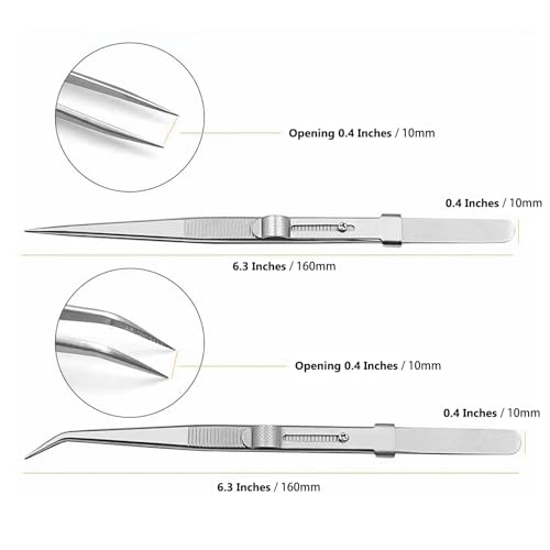 Adjustable Slide Lock Nail Art Tweezers Set,Precision Rhinestone Jewel Craft Tweezers, Anti Static Locking Tweezers for DIY Nail Stickers Nail Art,2 Pieces