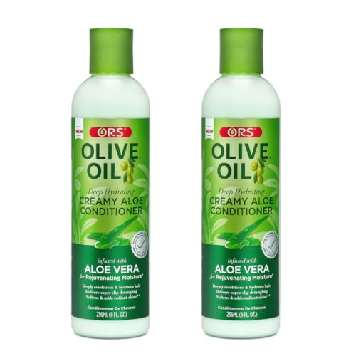 ORS Olive Oil Deep Hydrating Creamy Aloe Conditioner with Aloe Vera for Rejuvenating Moisture, Super Slip Detangling, Hydrates & Adds Radiant Shine 8 Ounces (Pack of 2)