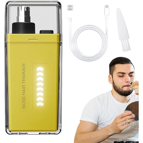 Nose Hair Trimmer for Men Women - Electric Nose Hair Clipper with Replaceable Stainless Steel Blade, Powerful Motor, Wet/Dry Use, Portable USB Rechargeable Design | Yellow