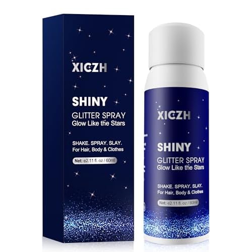 Body Glitter Spray, Glitter Spray for Hair Clothes and Body, Holographic Silver Glitter Hairspray for Grils ? Festival, Rave, Prom, Stage, Nightclub, Cosplay Party Makeup 60ML