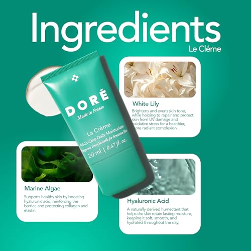 Dor? - La Cr?me All-In-One Daily Moisturizer | Hydrating Face Moisturizer for Sensitive Skin | Barrier Repair Ultra Moisturizing Cream for Dry Skin | Facial Lotion for Women & Men (0.7 fl oz | 20 ml)
