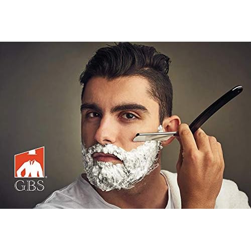 G.B.S Men Professional Shavette Barber Shaving Razor, Safety Locking and 20 Single Edge Lord Blades, Compliments and Wet Shaving Kit, Black Silver