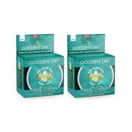ORS Olive Oil Goodbye Dry Mega Moisture Edge Control Extra Firm Gel with Aloe, Mango & Papaya, Hydration & Nourishing 2.25 Ounces (Pack of 2)