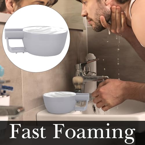 Linkidea Plastic Shaving Soap Bowl with Non-slip Handle, Wide Mouth, Large Capacity, Easier to Lather Ridges, Wet Razor Shave Cream Bowl for Men (Grey)