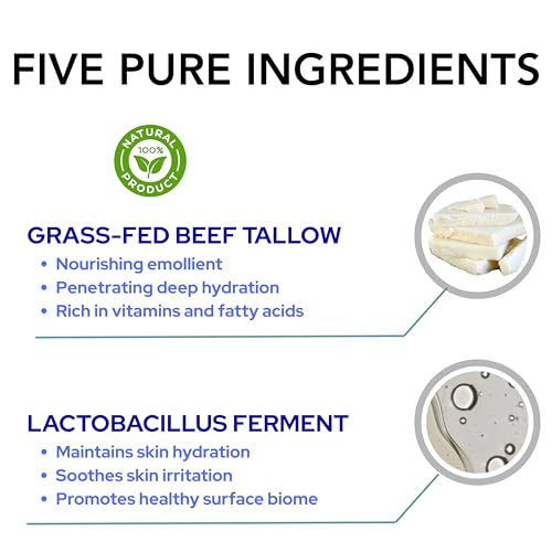 Advanced Beef Tallow Moisturizing Cream | 5 Clean Ingredients with Triple Actives for Skin Defense | 2 oz | Made in the USA