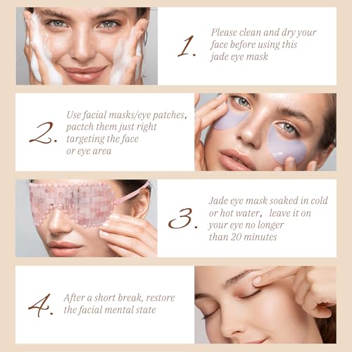 Rose Quartz Eye Mask, Natural Jade Mask for Facials, Hot or Cold Therapy for Anti-Aging, Puffiness & Dark Circles, Cooling for Migraines, Warmth for Sinus Relief