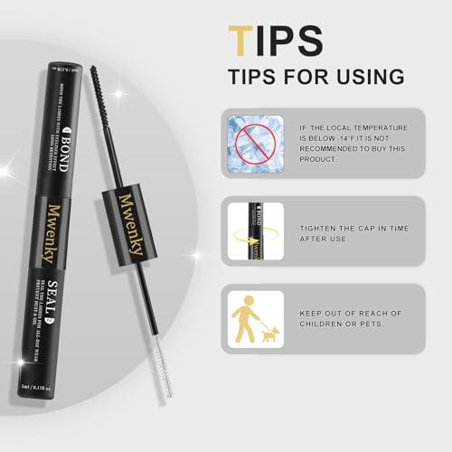 Lash Bond and Seal, 2-in-1 Eyelash Glue for Clusters, Waterproof & Latex-Free Lash Adhesive, Long-Lasting 72H+ Hold, Non-Irritating Black Bond for DIY Eyelash Extensions at Home (5ml+5ml)