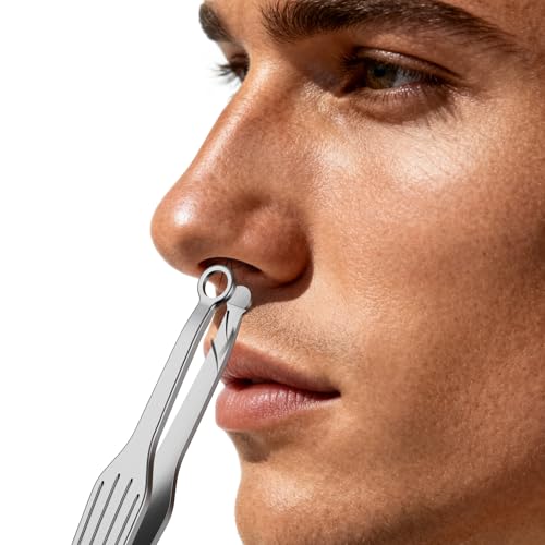 FVION Nose Hair Trimmer Tweezers - Nasal Clippers for Men/Women Stainless Steel, Round-Tip Nose & Ear Hair Clippers for Safety and Precision, Universal Manual Facial Hair Clippers