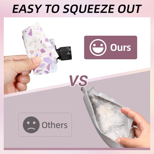 ASEVAT 3 oz Leak Proof Empty Squeeze Pouches, Refillable Travel Size Containers, Portable Liquid Pouches for Travel, Stand Up Pouch,TSA Approved (Pink+Purple, 12 pack)