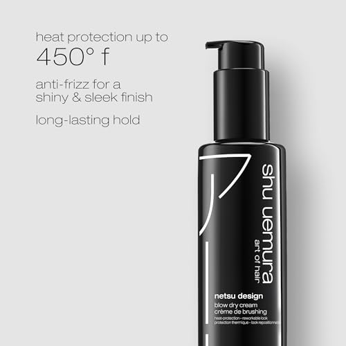 shu uemura art of hair Netsu Design Blow Dry Cream - Styling Primer and Heat Protectant, Adds Volume and Smoothness, Medium Hold and Flexible Control, 5 Fl Oz