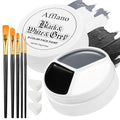 Black White Gray Face Paint Palette ? Oil-Based Grease Makeup 3-in-1 Jar with 5 Brushes & 3 Sponges ? Waterproof, Sweat-Proof, Easy On & Off SFX Makeup for Halloween, Cosplay, Gothic & Stage Looksy